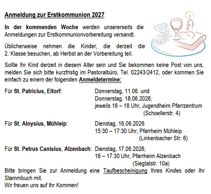 Anmeldung Erstkommunion