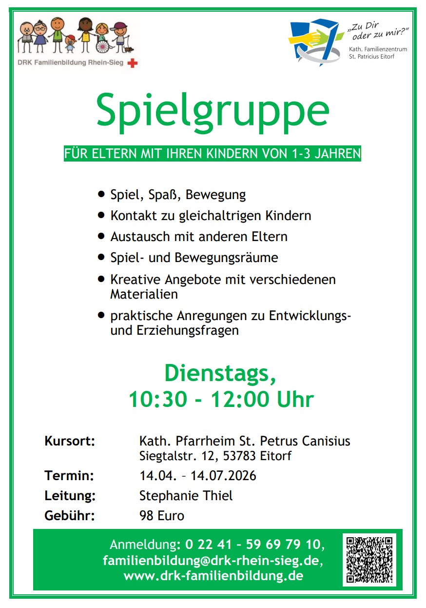 Spielgruppe DRK Familienbildung Rhein Sieg bis Sommer 2026