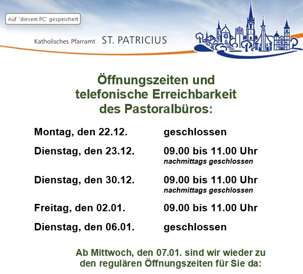 Öffnungszeiten Jahreswechsel